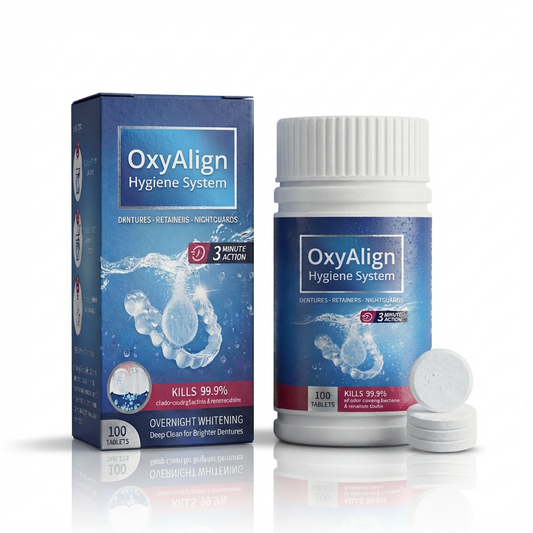 OxyAlign Hygiene System packaging and bottle on a white background