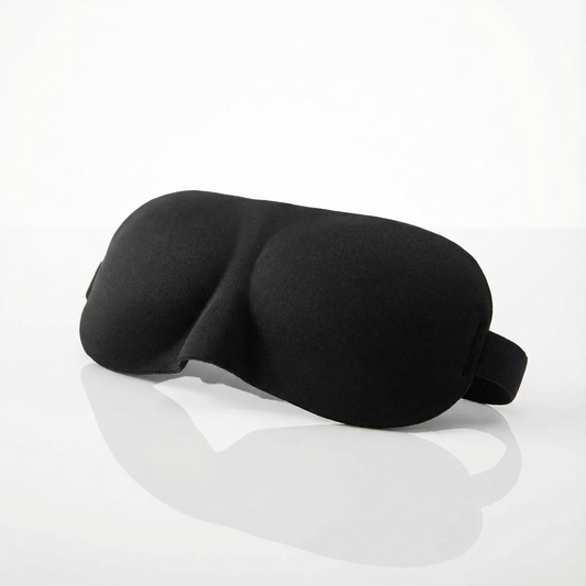 Black sleep mask on a white background